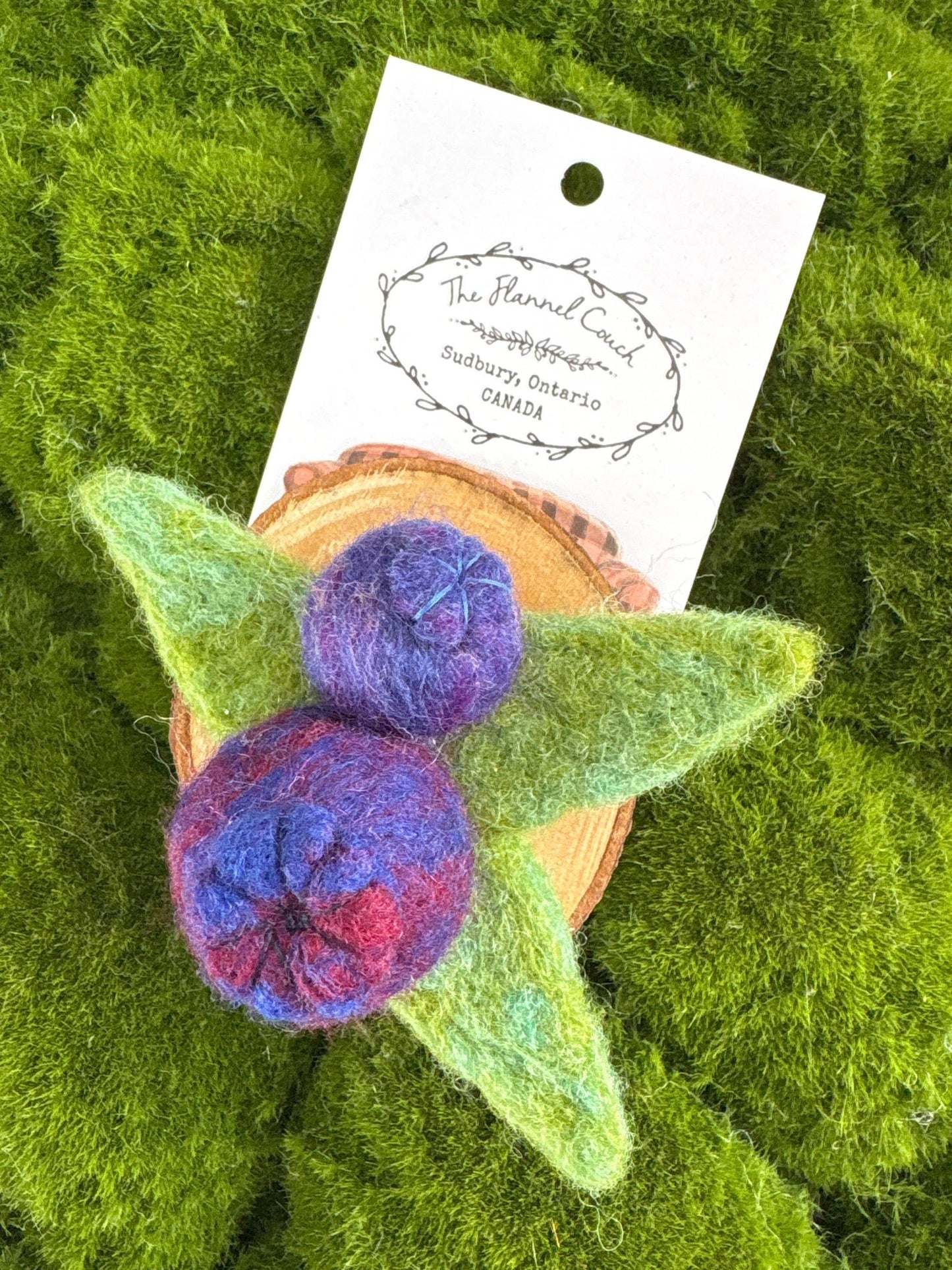 Blueberry Felted/ Wood/ Magnet - The Flannel Couch